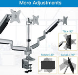 Triple Monitor Stand - Height Adjustable Gas Spring 3 Monitor Arm Desk Mount, Full Motion Articulating Vesa Bracket Fits 13 to 32 Inch Screens with Clamp Grommet Mounting Base