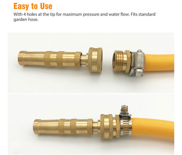 2Packs Solid Brass Garden Hose Nozzle Heavy Duty, High Pressure Hose N