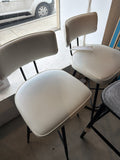 Reduced - 26” Counter Height Swivel Bar Stools – Set of 2 – White Upholstered Seats - tear on back
