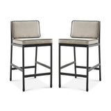 Odelia indoor/outdoor counter stool in beige – product view on white