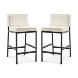 Odelia counter stool in pearl white bouclé – product view on white