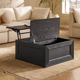 Blake lift-top coffee table in black oak – lifestyle room view