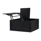 Blake lift-top coffee table in black oak – product view on white
