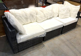 3-piece modular gray wicker patio sectional – angled view of the full set