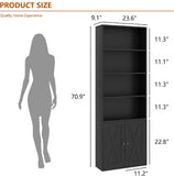 70.9" tall 6-tier farmhouse bookcase black – dimensions 70.9 x 23.6 x 9.1 in, shelf heights