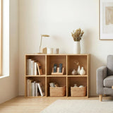 6-cube storage organizer natural oak – lifestyle room view horizontal