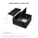 Blake lift-top coffee table in black oak – dimensions diagram