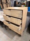 47.24" tall 5-drawer chevron fluted dresser in natural oak – actual item, angled view with 3 drawers open