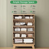31.5" tall fluted 6-drawer dresser natural oak – ample storage space drawers open with clothing