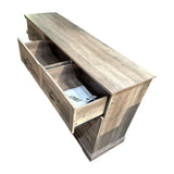 57" 7-drawer dresser in grey oak – real photo, drawers open