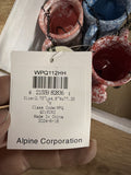 Alpine WPQ112HH red and blue speckled ceramic watering can rain chain – hang tag