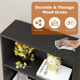 6-tier farmhouse bookcase black – vintage wood grain, anti-scratch, waterproof top