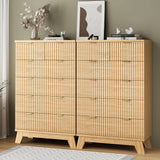 31.5" tall fluted 6-drawer dresser natural oak – pair of dressers lifestyle styling