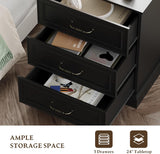 24" wide farmhouse 3-drawer dresser black – ample storage space drawers open