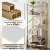 5-tier white gold metal frame bookshelf – close feature view