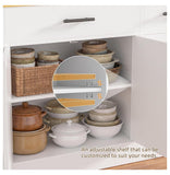 53.4" white farmhouse buffet – adjustable shelf detail close-up