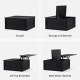 Blake lift-top coffee table in black oak – multiple angles
