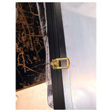 Black jersey shadow box display case 22.5 x 36 in - real photo, gold latch detail