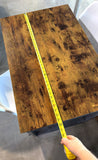 Tape measure along the tabletop's long side, about 35.5 inches