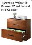 Walnut 2-Drawer Lateral File Cabinet for Letter & Legal Files with Anti-Tip Interlock-Pre built and in box