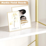 arched 5-tier bookshelf white/gold – white marble finish shelf boards
