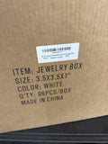 Case label: GEFTOL Jewelry Gift Boxes 96 Pack 3.5x3.5x1 White