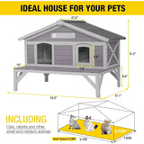 Large Insulated Outdoor Cat House – Weatherproof Wooden - Cat Shelter with Escape Door-assembled!
