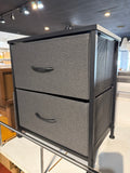 2-Drawer Nightstand & Fabric Bin Dresser – Compact End Table for Bedroom, Entryway, Dorm, or Living Room, Gray