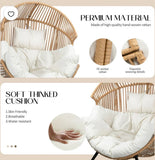 Oversized Wicker Egg Rocking Chair with Thick Cushions – Indoor/Outdoor Patio Chair
