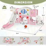 Nyeekoy 8-in-1 toddler slide playset – pink fish, climbing stairs and telescope
