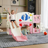 Nyeekoy 8-in-1 toddler slide playset – pink fish, dimensions overview
