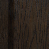 Henredon Ryland queen bed frame with oak veneers, dark brown – stock photo, oak veneer close-up
