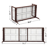 38–71” Wide Adjustable Wooden Freestanding Dog Gate – 21”H Foldable Pet Barrier