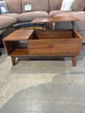37.4" Fluted Lift-Top Coffee Table with Storage – Walnut, Fully Assembled