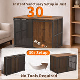 42" large dog crate furniture with sliding barn door – detail view