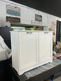 Jaxpety Double Tilt Out Trash Can Cabinet with Deodorizing Function” Wide White