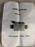2KW Electric Pool Spa Heater B-M2 220-240V Inline Heater w/ Fittings