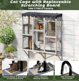 59” x 70.9” Large Outdoor Wall-Mounted Catio Cat Enclosure with Platforms & Scratcher