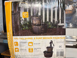Alpine Corporation TIZ194BZ | Rustic Outdoor 2-Tier Barrel Pump Water Fountain — Relaxing Water Flow, 27"H Bronze Finish Décor