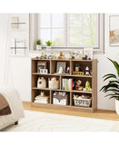 3-tier open 8-cube bookcase natural light wood – lifestyle room view
