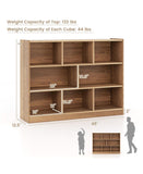 3-tier open 8-cube bookcase natural light wood – dimensions diagram