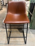 26 Inch Counter Height Bar Stools Set of 2 Faux Leather Kitchen Island Chairs Brown