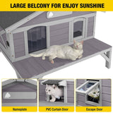 Large Insulated Outdoor Cat House – Weatherproof Wooden - Cat Shelter with Escape Door-assembled!