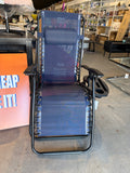 Blue Zero Gravity Chair, Metal Outdoor Lawn Chair with Pillow & Cup Holder Tray