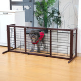 38–71” Wide Adjustable Wooden Freestanding Dog Gate – 21”H Foldable Pet Barrier