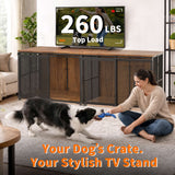 42" large dog crate furniture with sliding barn door – plywood panels