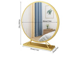 Large Black Round Tabletop Mirror – 15" Metal Frame Vanity/Bathroom Makeup Mirror
