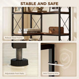 65.75”H 5-Tier L-Shaped Corner Bookshelf Industrial Wood & Metal Storage Display Shelf