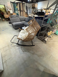 Oversized Wicker Egg Rocking Chair with Thick Cushions – Indoor/Outdoor Patio Chair