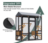Large Outdoor Wooden Catio Cat Enclosure – 7 Platforms, 2 Resting Boxes & Waterproof Roof
